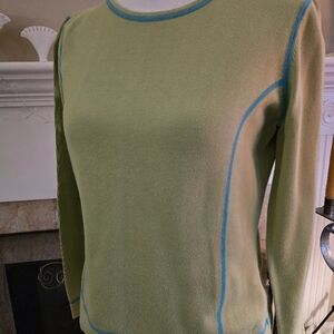 Green SP Long-Sleeve Sport Sweater with Teal Accents